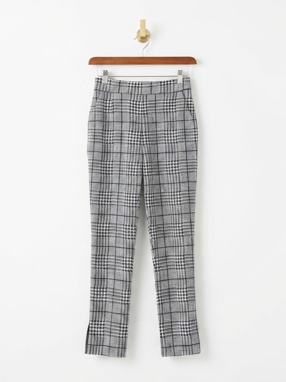 Houndstooth Ankle Pants Small Black White Check Tailored Slacks Career Work
